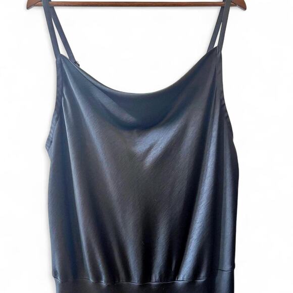 Ava & Viv Black Midi Slip Dress Satin-Look Cowl Neck XXL - Picture 3 of 8